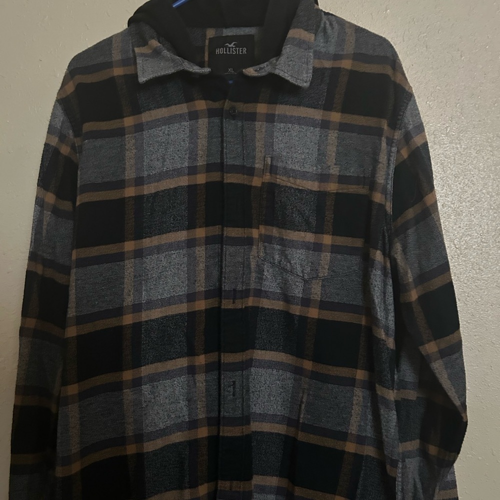 Hollister Black and Gray Sweatshirt Hoodie